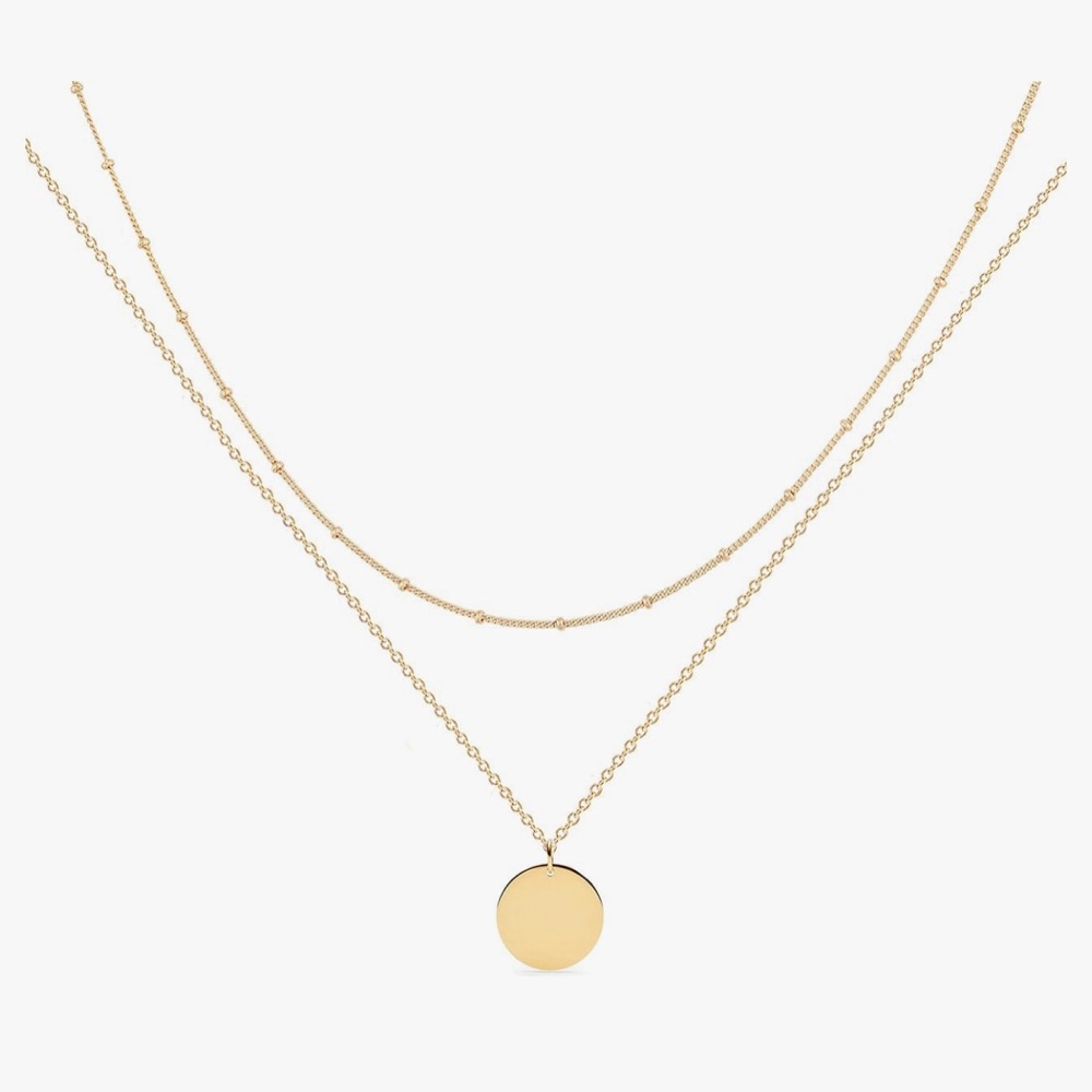 MEVECCO Layered Heart Necklace Pendant Handmade 18k Gold Plated  Necklace  Women
